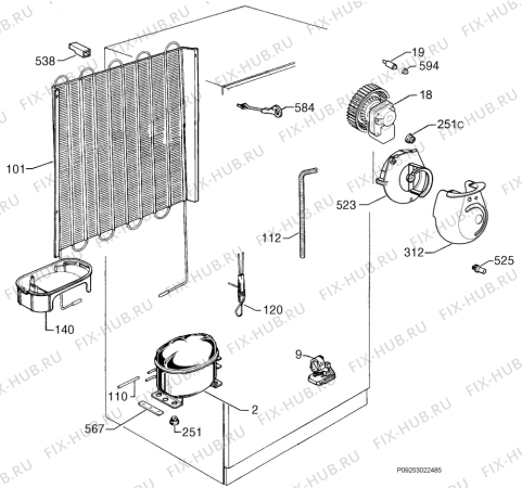 Взрыв-схема холодильника Zanussi ZRD33SD - Схема узла Cooling system 017